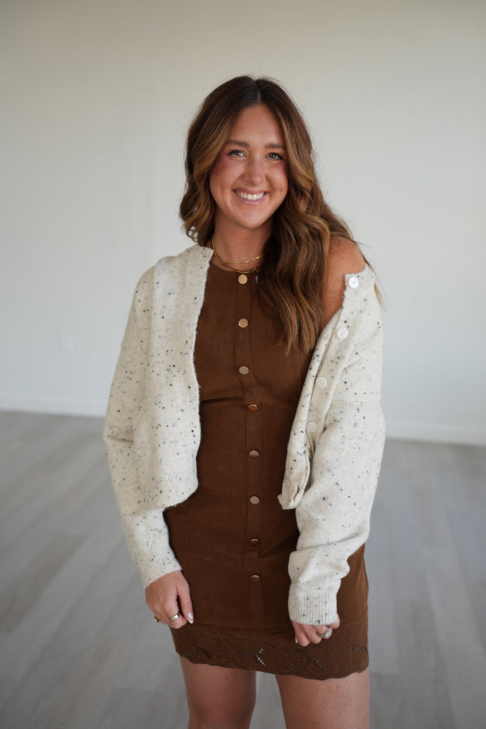 Carina Speckled Button Up Pocket Cardigan