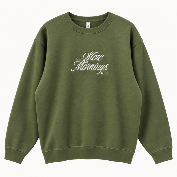 Slow Mornings Club Embroidered Crew