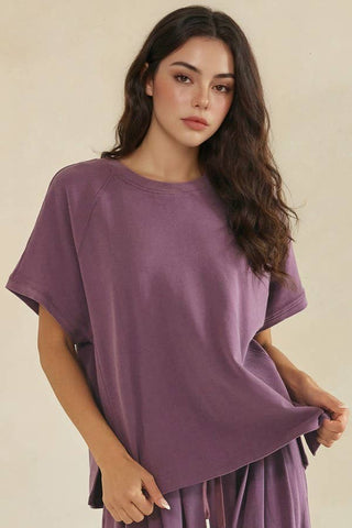 Isadora Relaxed Raglan Tee - Dusty Purple