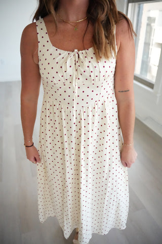 Dahlia Polka Dot Tie Front Midi Dress