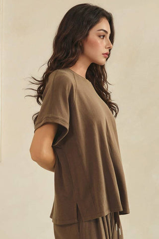 Isadora Relaxed Raglan Tee - Mocha