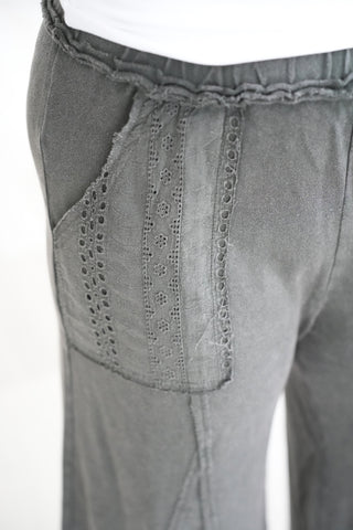 Leighton Lace Mix Mineral Wash Wide Pants