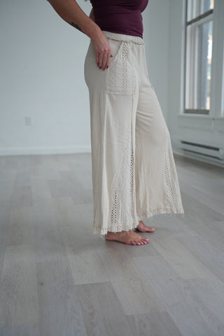 Leighton Lace Mix Mineral Wash Wide Pants