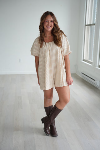 Rosalind Flowy Striped Tie Front Romper