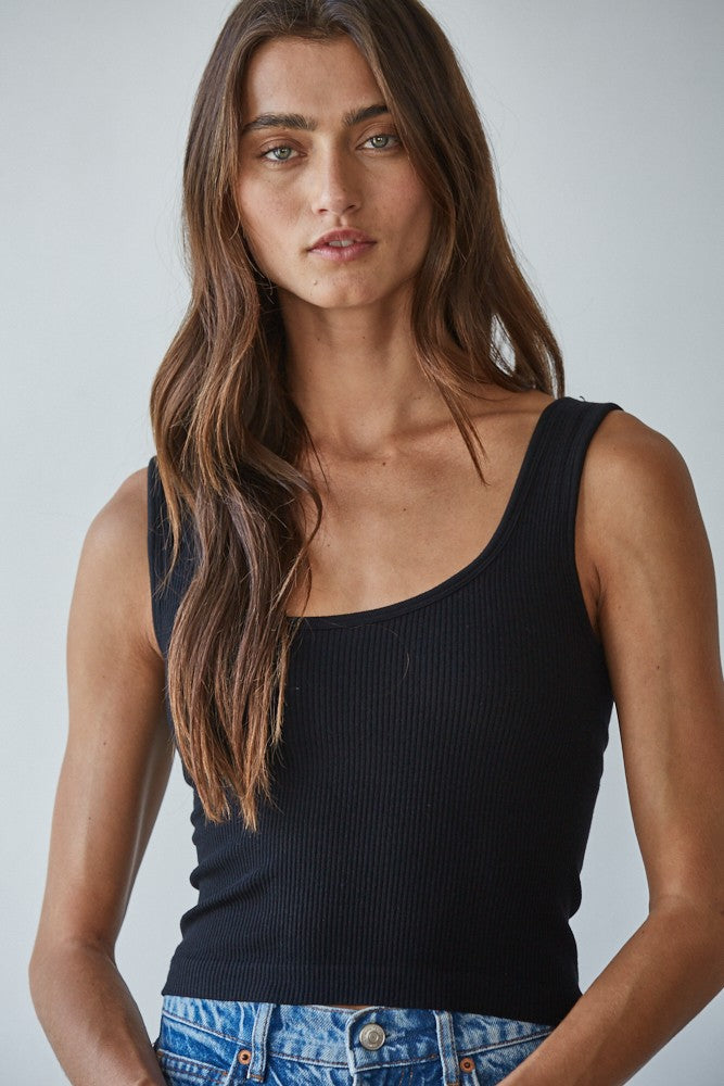 Tova Padded Ribbed Scoop Neck Tank