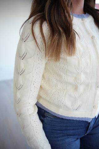 Lauren Cropped Cable Knit Cardigan