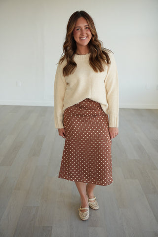 Scarlett Polka Dot Satin Slip Skirt