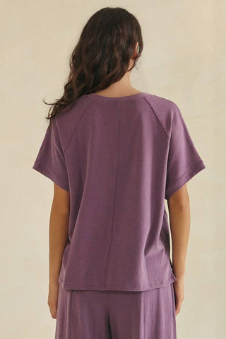 Isadora Relaxed Raglan Tee - Dusty Purple