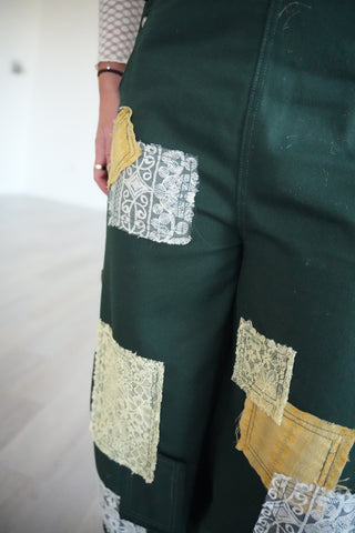Side view of the patchwork leg