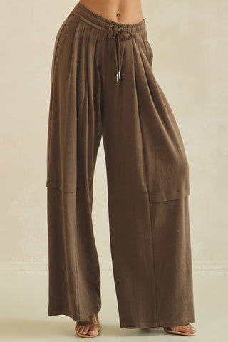 Isadora Soft Stretch Wide Leg Pants - Mocha