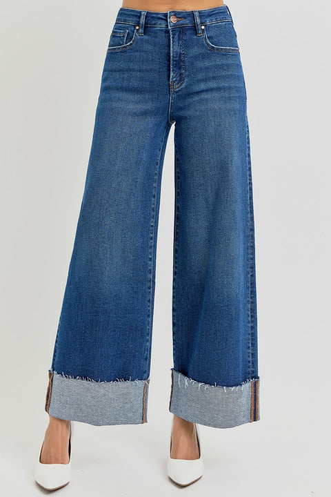 Jada Tummy Control Crop Wide Cuffed Jeans
