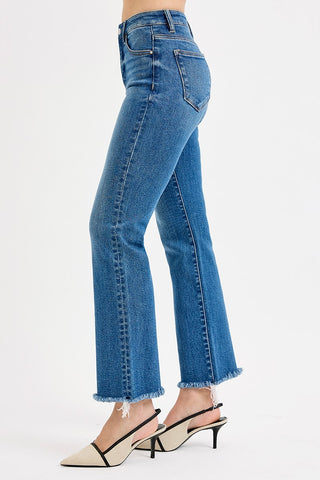 Jaycee Tummy Control Ankle Straight Raw Hem Jeans - Medium