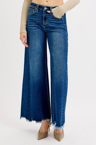 Jacqueline High Rise Ankle Wide Jeans - Dark