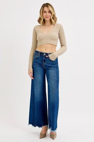 Jacqueline High Rise Ankle Wide Jeans - Dark