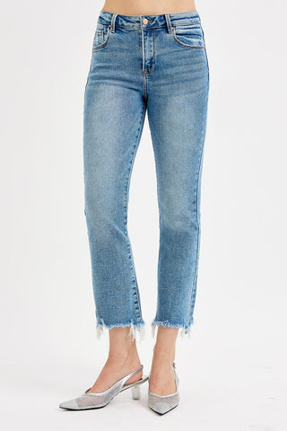 Josie High Rise Crop Straight Slim Jeans - Medium