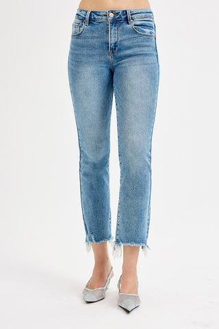 Josie High Rise Crop Straight Slim Jeans - Medium