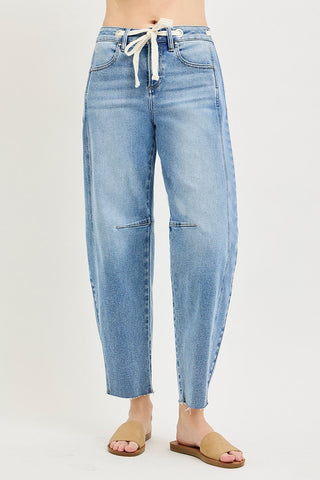 Joy Slouchy Drawstring Barrel Jeans - Light