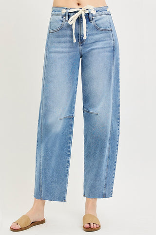 Joy Slouchy Drawstring Barrel Jeans - Light