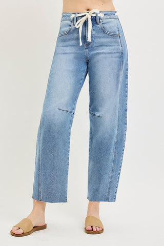 Joy Slouchy Drawstring Barrel Jeans - Light