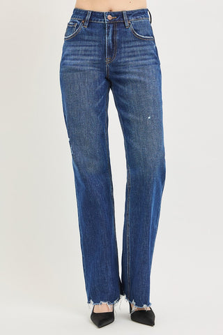 Jillian 4-Way Stretch High Rise Straight Jeans - Dark