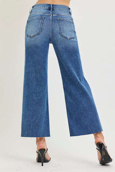 Joslyn Tummy Control Crop Wide Creased Jeans