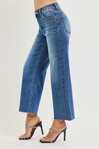Joslyn Tummy Control Crop Wide Creased Jeans - Medium
