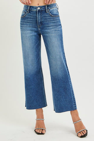 Joslyn Tummy Control Crop Wide Creased Jeans - Medium