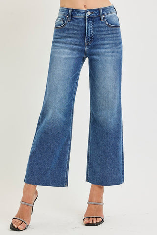 Joslyn Tummy Control Crop Wide Creased Jeans - Medium
