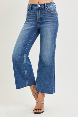 Joslyn Tummy Control Crop Wide Creased Jeans - Medium