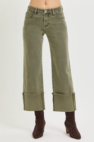 Paulina Tummy Control Wide Cuffed Pants - Burnt Olive