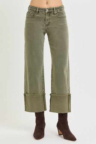 Paulina Tummy Control Wide Cuffed Pants - Burnt Olive