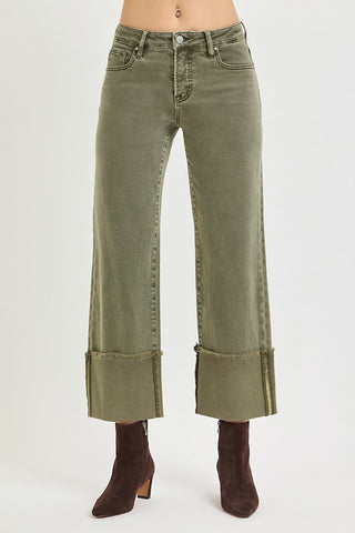 Paulina Tummy Control Wide Cuffed Pants - Burnt Olive