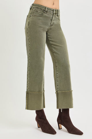 Paulina Tummy Control Wide Cuffed Pants - Burnt Olive