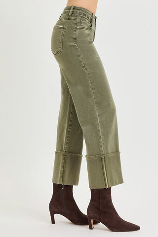 Paulina Tummy Control Wide Cuffed Pants - Burnt Olive