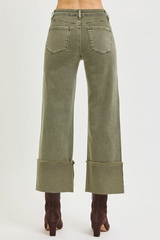 Paulina Tummy Control Wide Cuffed Pants - Burnt Olive