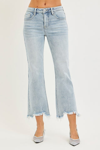 Piper Mid Rise Step Hem Straight Pants - Light