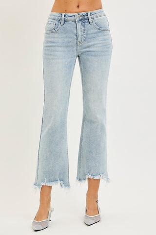 Piper Mid Rise Step Hem Straight Pants - Light