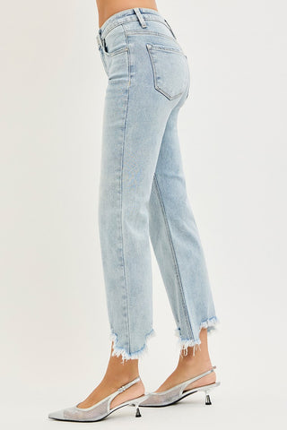 Piper Mid Rise Step Hem Straight Pants - Light