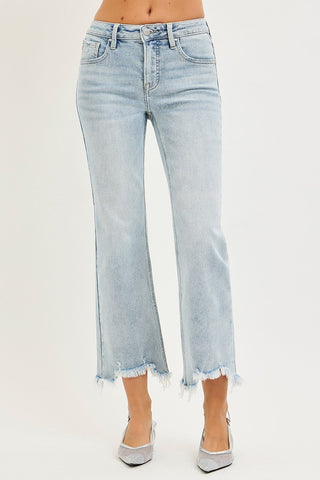Piper Mid Rise Step Hem Straight Pants - Light