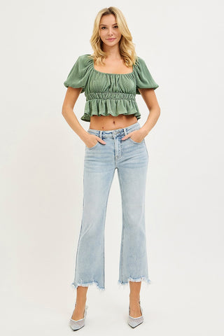Piper Mid Rise Step Hem Straight Pants - Light