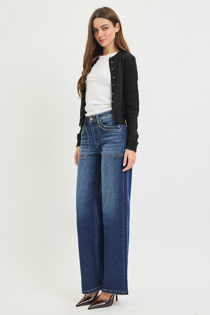 Jody High Rise Wide Leg Patch Pocket Jeans