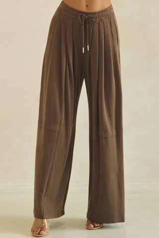 Isadora Soft Stretch Wide Leg Pants - Mocha