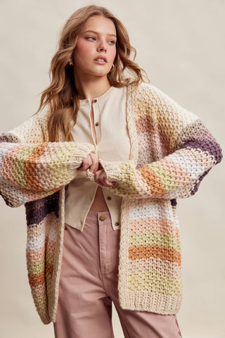 Isabella Rainbow Open Cardigan - Ecru