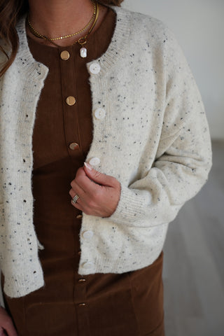 Carina Speckled Button Up Pocket Cardigan