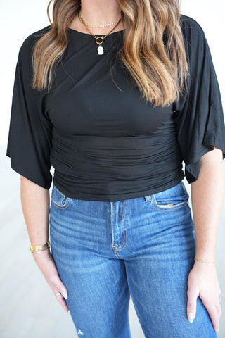 Zoey Double Knit Angel Sleeve Top