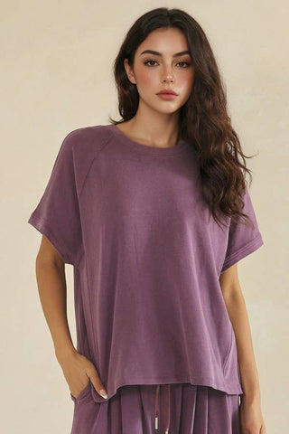 Isadora Relaxed Raglan Tee - Dusty Purple