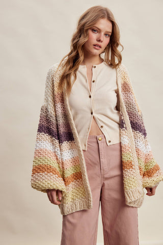 Isabella Rainbow Open Cardigan - Ecru