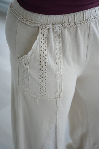 Leighton Lace Mix Mineral Wash Wide Pants