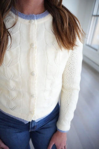 Lauren Cropped Cable Knit Cardigan