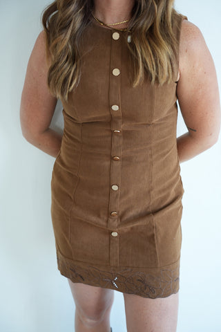 Dulce Laser Cut Corduroy Mini Dress